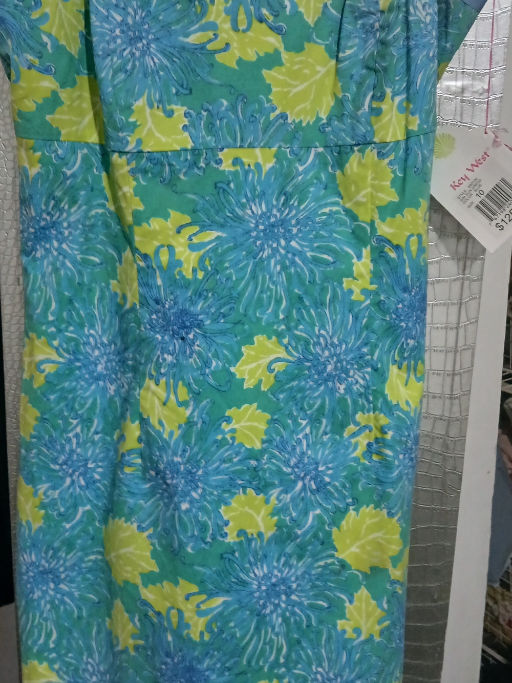 Floral Key West Summer Dress in Aqua & Yellow